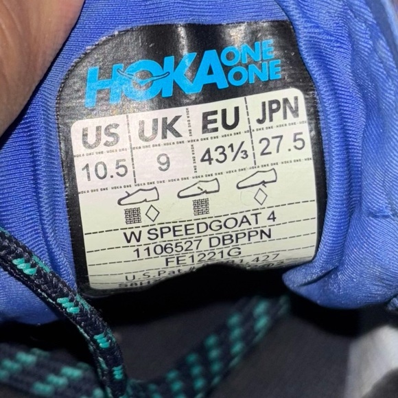 Hoka One Womens Speedgoat 4 Trail Running Shoes Size 10.5 Blue Pink 1106527 - Picture 10 of 11